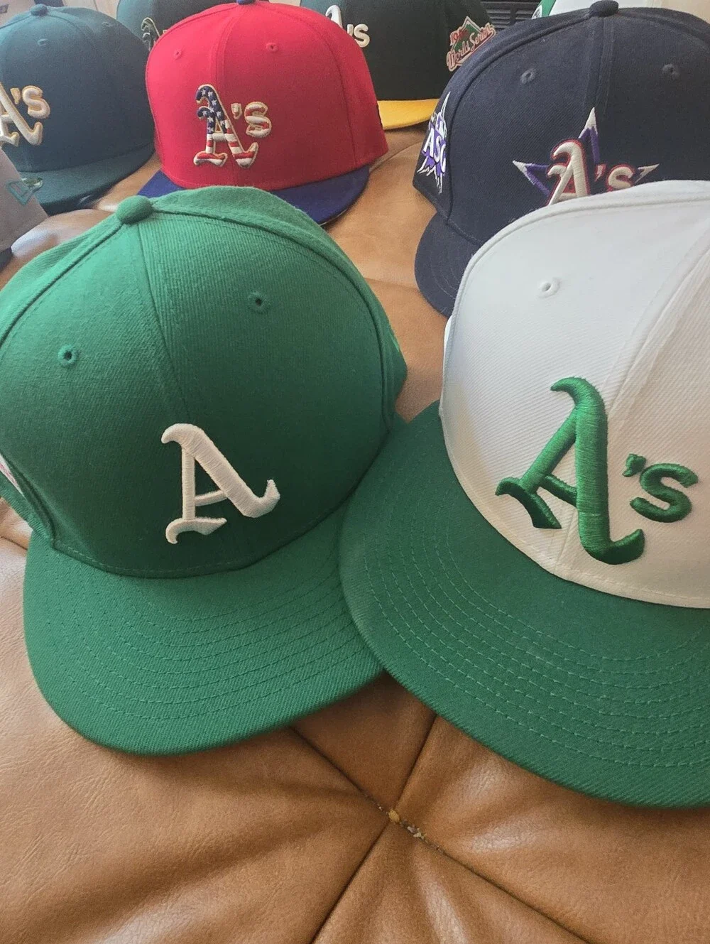 Lot Of 11 Oaklnad Athletics New Era 5950 MLB Baseball Hats Rare  Size 7 7/8